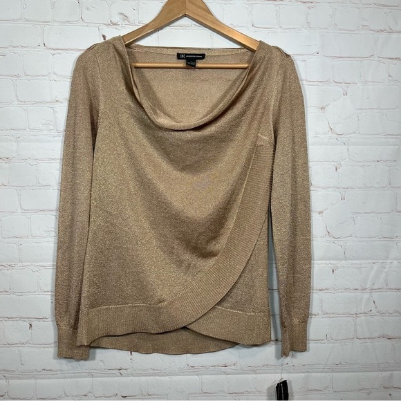 INC International Concepts Sweaters - International Concepts INC Sweater Womens Small Gold Metallic Cross Over New